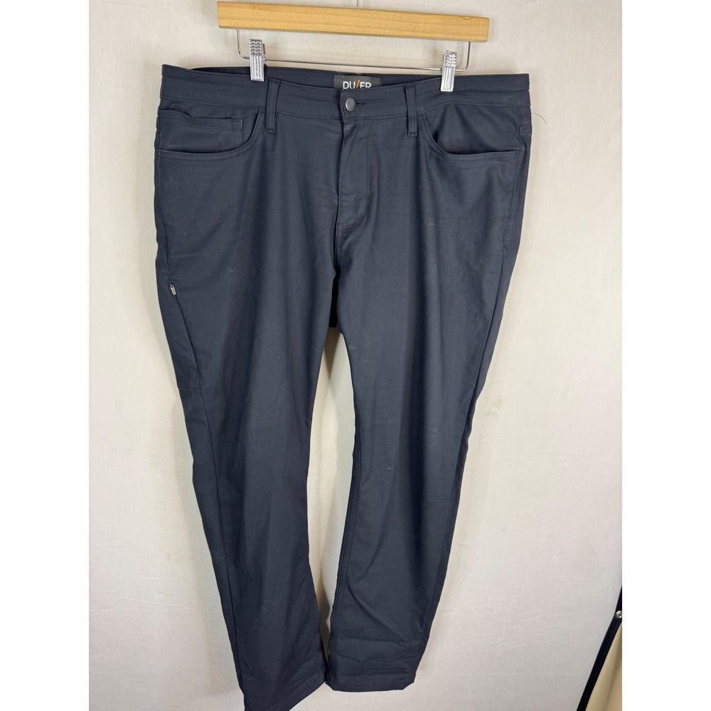 DU/ER No Sweat Pant Slim Fit Mens 38x32 Black Performance Chino Trousers